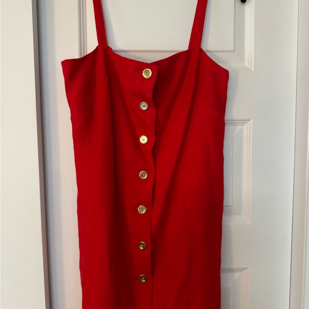 Red Button-Up Dress - Picture 2 of 2